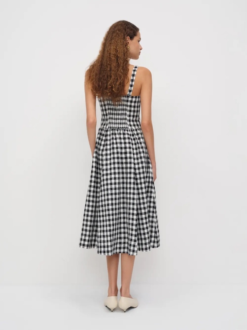 NEW Reformation Janu Midi Linen Dress Park Check Gingham | US 0 / UK 4 - Picture 6 of 15